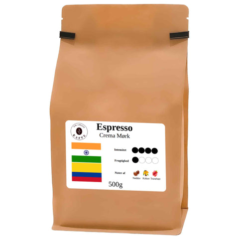 Espresso Crema mørk hele bønner 500g