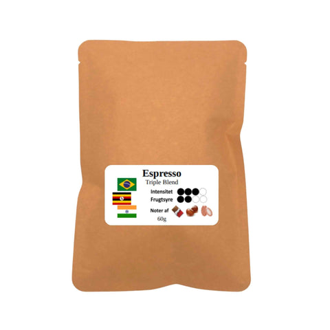 Espresso triple blend hele bønner 60g