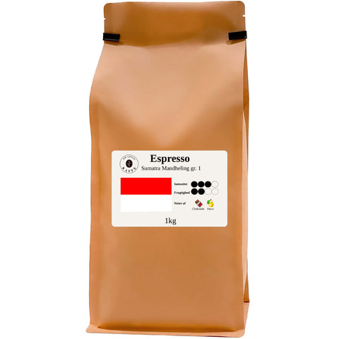 Espresso Sumatra grade 1 hele bønner 4kg
